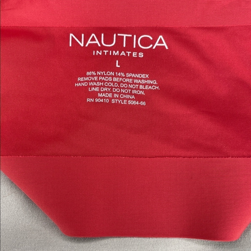 💰Nautica Red Seamless Bralette With Lace Features Size Large - Picture 3 of 3